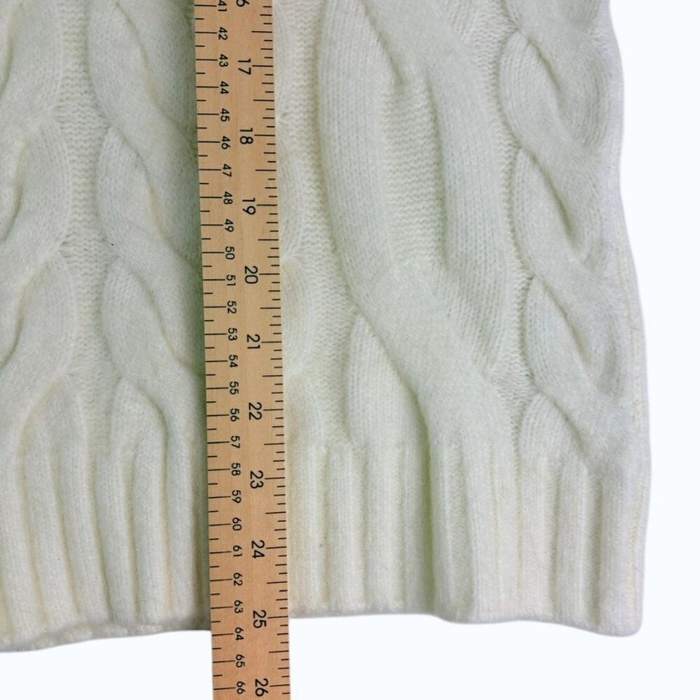 Cable Knit Sleeveless Turtleneck Sweater Women XS Cream Chunky Cozy Chic - Picture 6 of 9